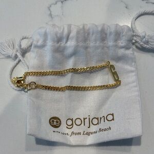 Gorjana Polished Gold Double Strand Bracelet with 'G' Charm